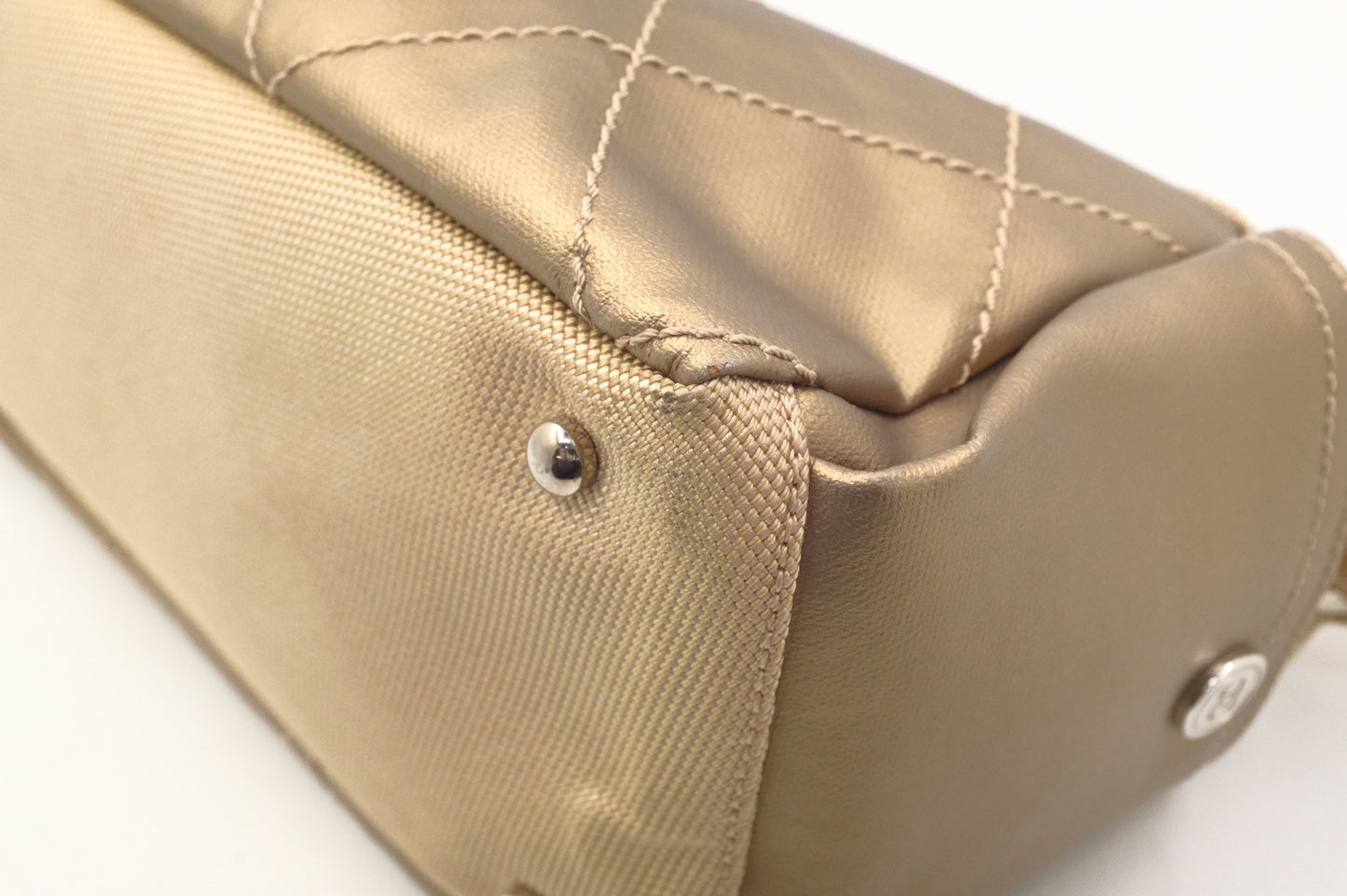Chanel Paris-Biarritz Shoulder Bag in Gold Coated Canvas