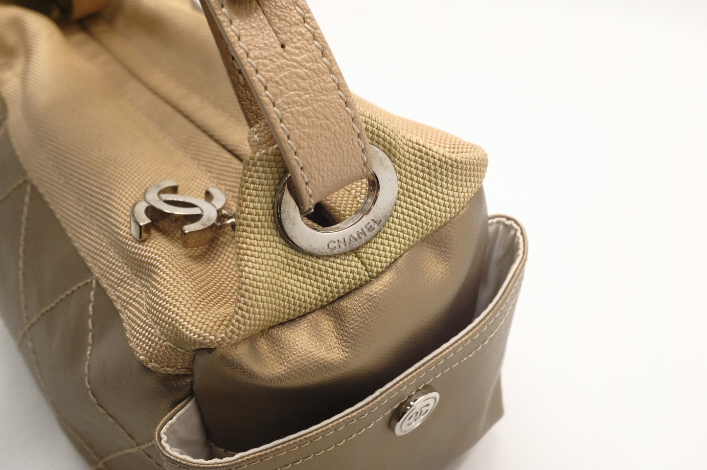 Chanel Paris-Biarritz Shoulder Bag in Gold Coated Canvas