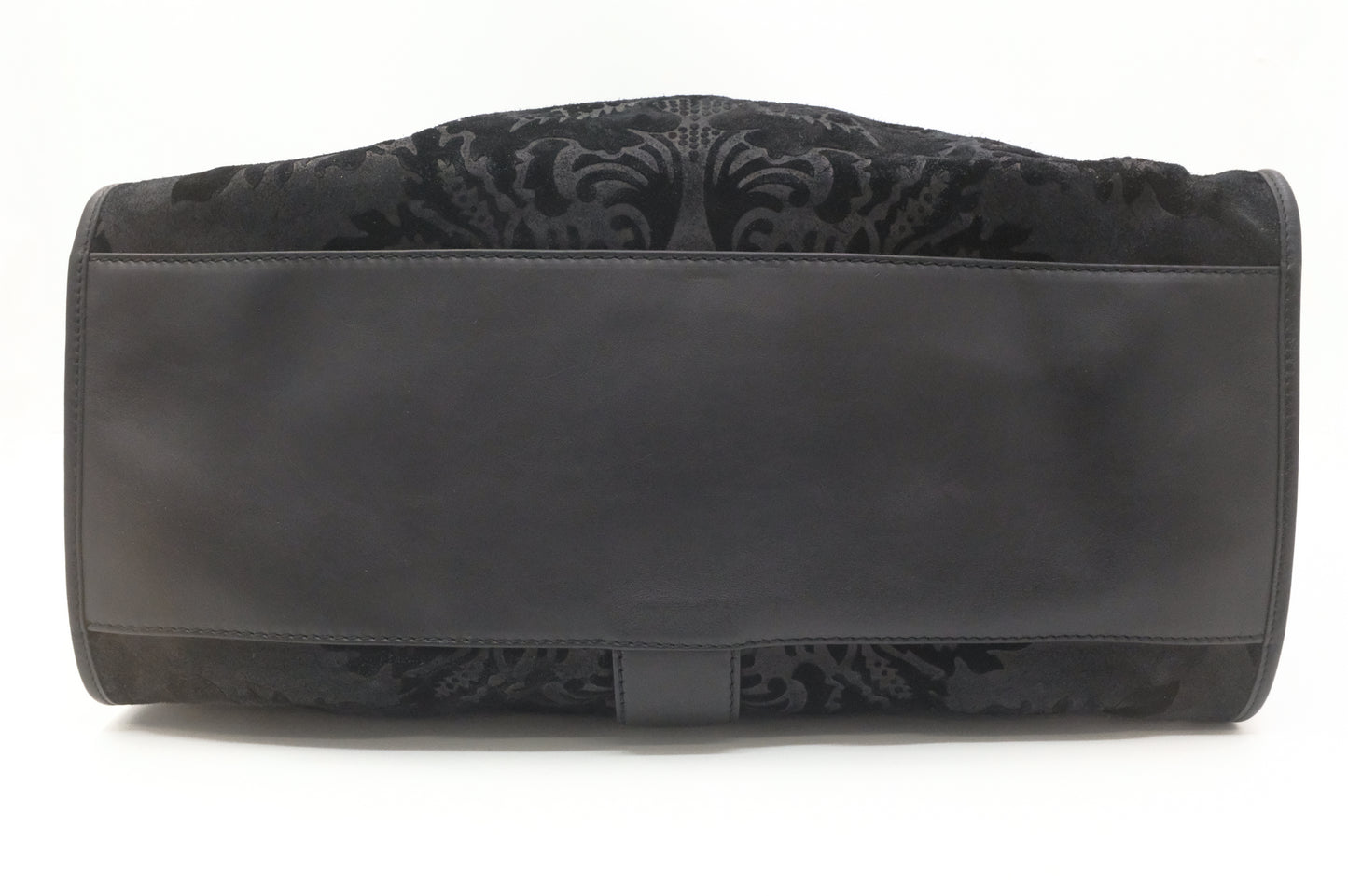 Gucci Soft Stirrup Tote in Brocade Black Nubuck Leather