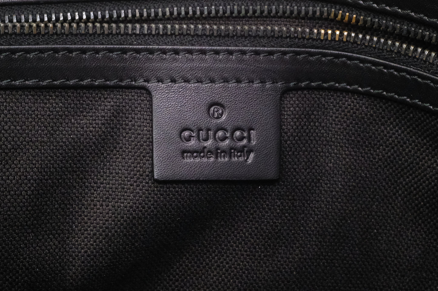 Gucci Soft Stirrup Tote in Brocade Black Nubuck Leather