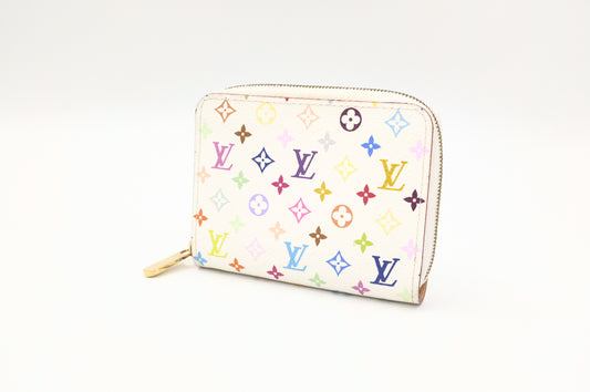 Louis Vuitton Zippy Compact Wallet in White Multicolor Canvas