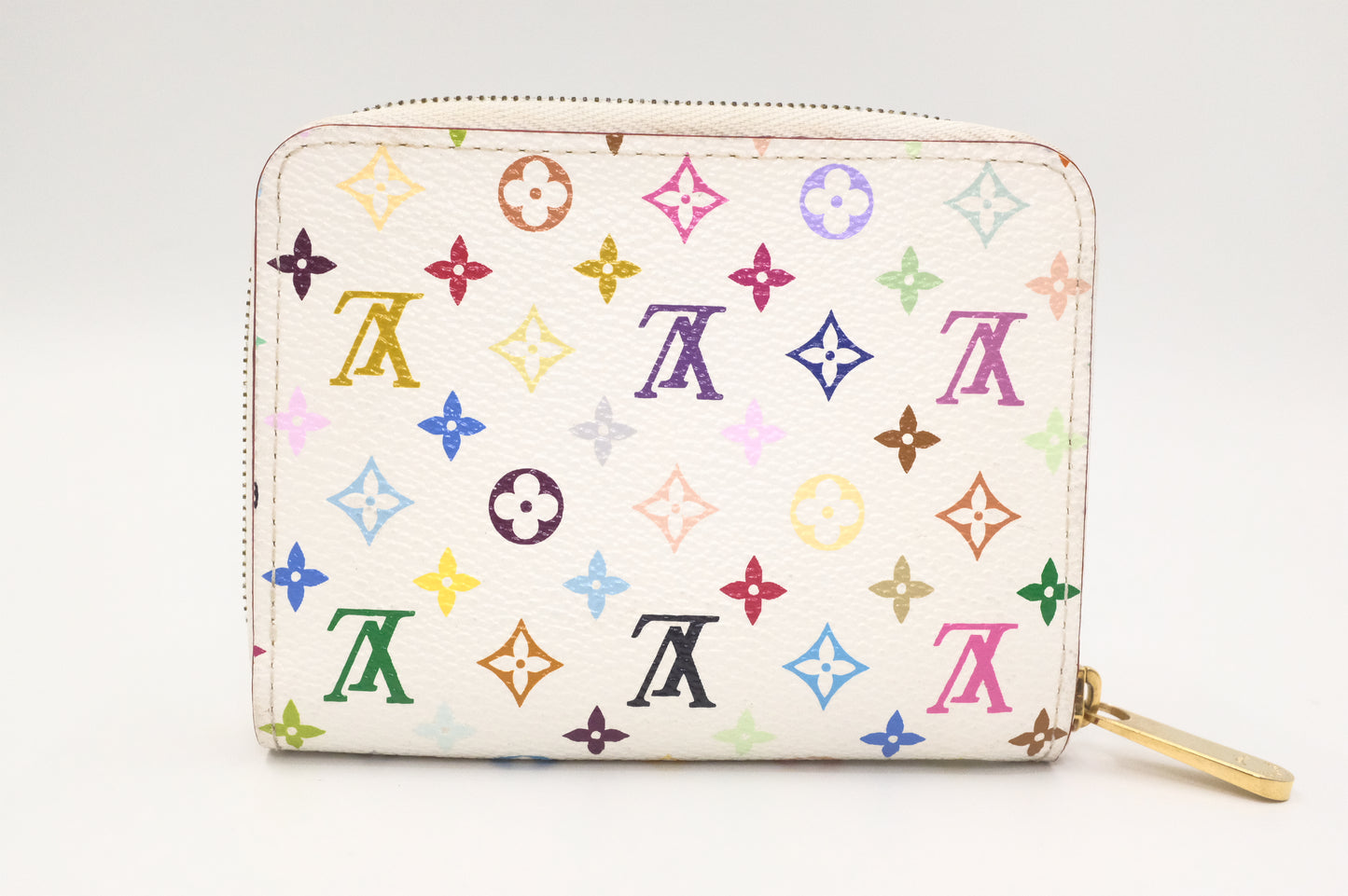 Louis Vuitton Zippy Compact Wallet in White Multicolor Canvas