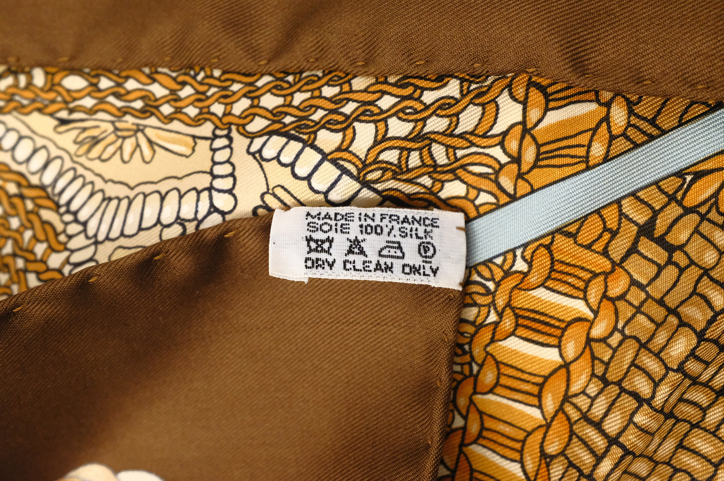 Hermes 'Le Timbalier' Carre 90 in Brown Silk