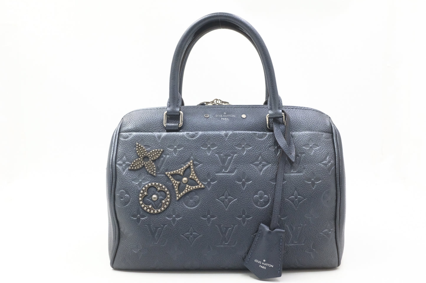 Louis Vuitton Speedy 25 Bandouliere in Metallic Navy Blue Empreinte Leather