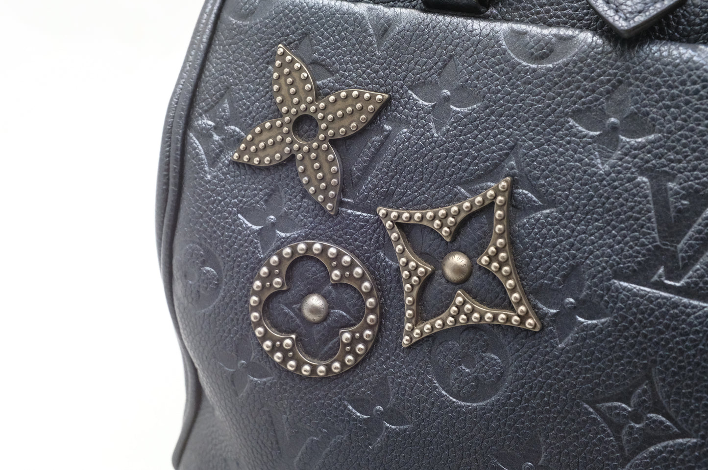 Louis Vuitton Speedy 25 Bandouliere in Metallic Navy Blue Empreinte Leather