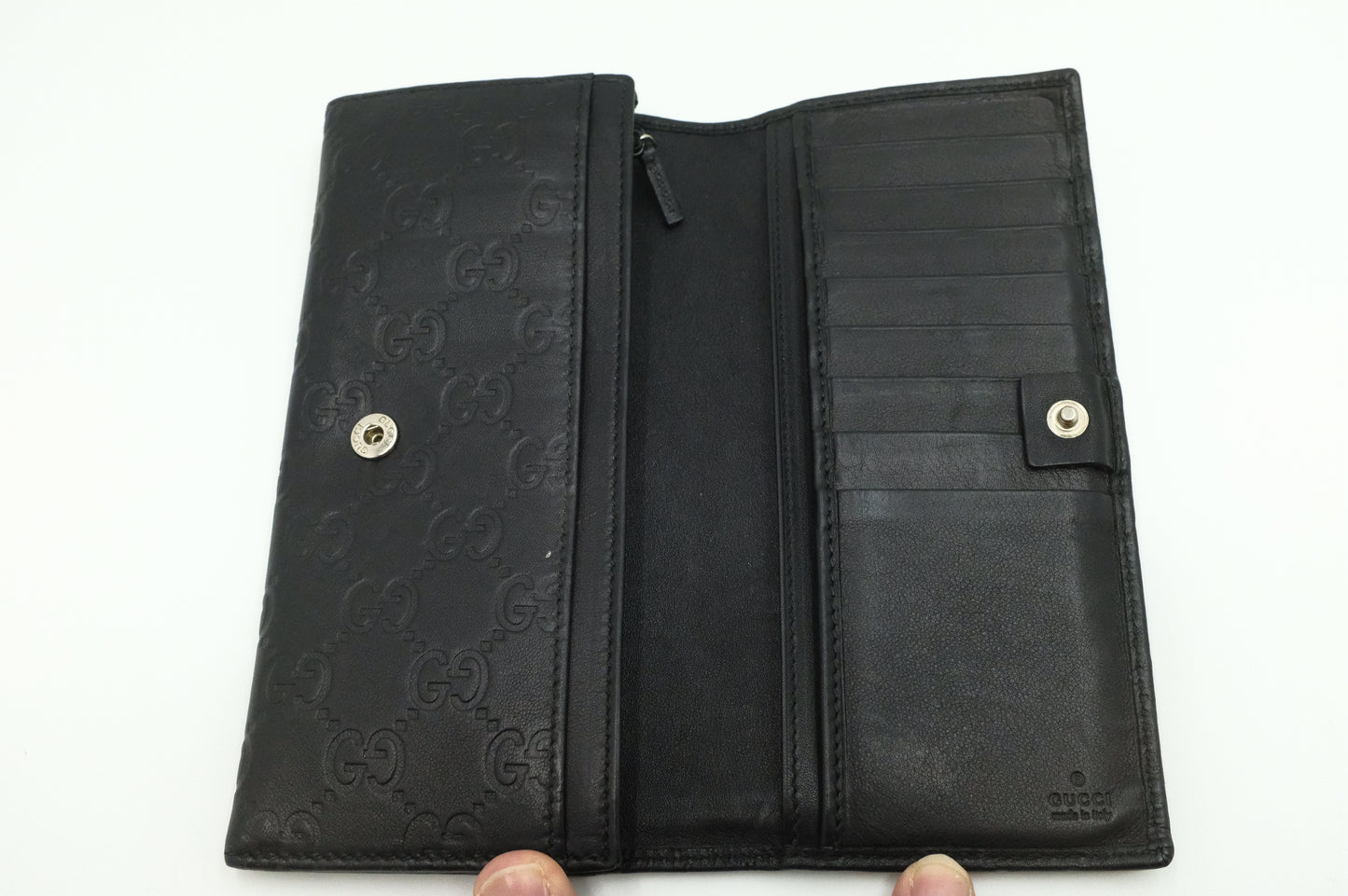 Gucci Long Wallet in Black Guccissima Leather
