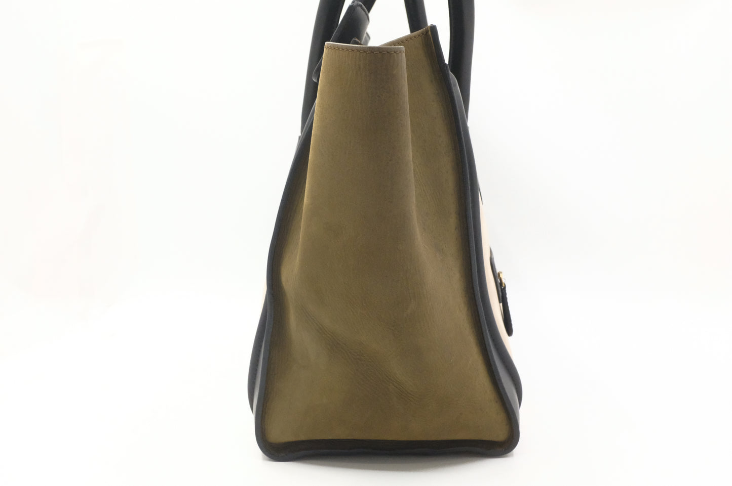 Celine Mini Luggage Tricolor in Beige, Black and Kaki Green Leather