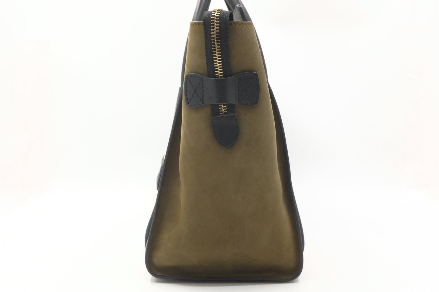 Celine Mini Luggage Tricolor in Beige, Black and Kaki Green Leather