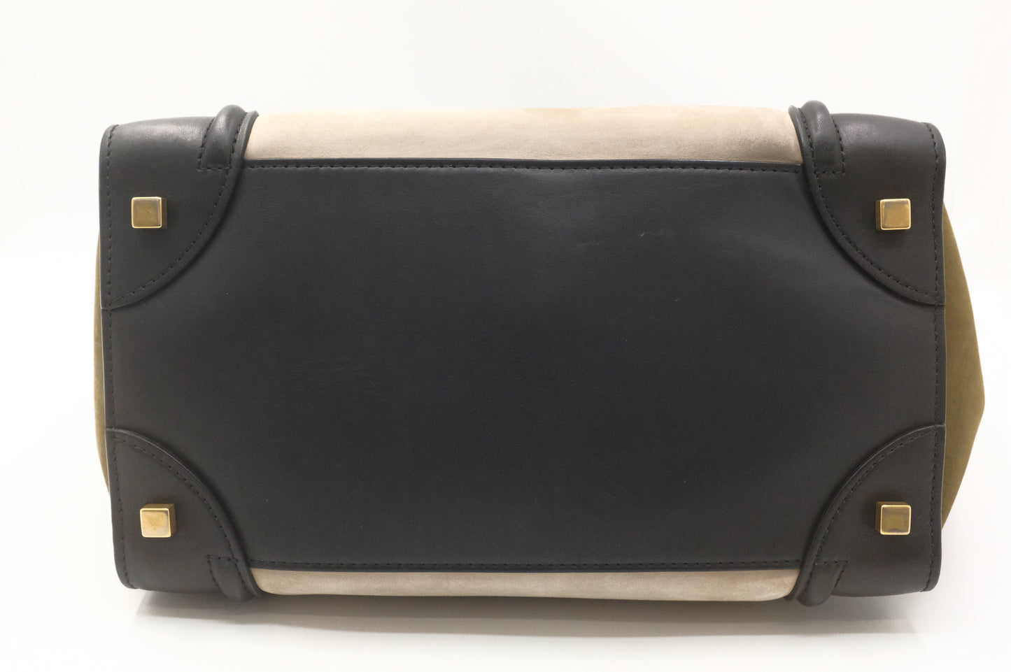 Celine Mini Luggage Tricolor in Beige, Black and Kaki Green Leather