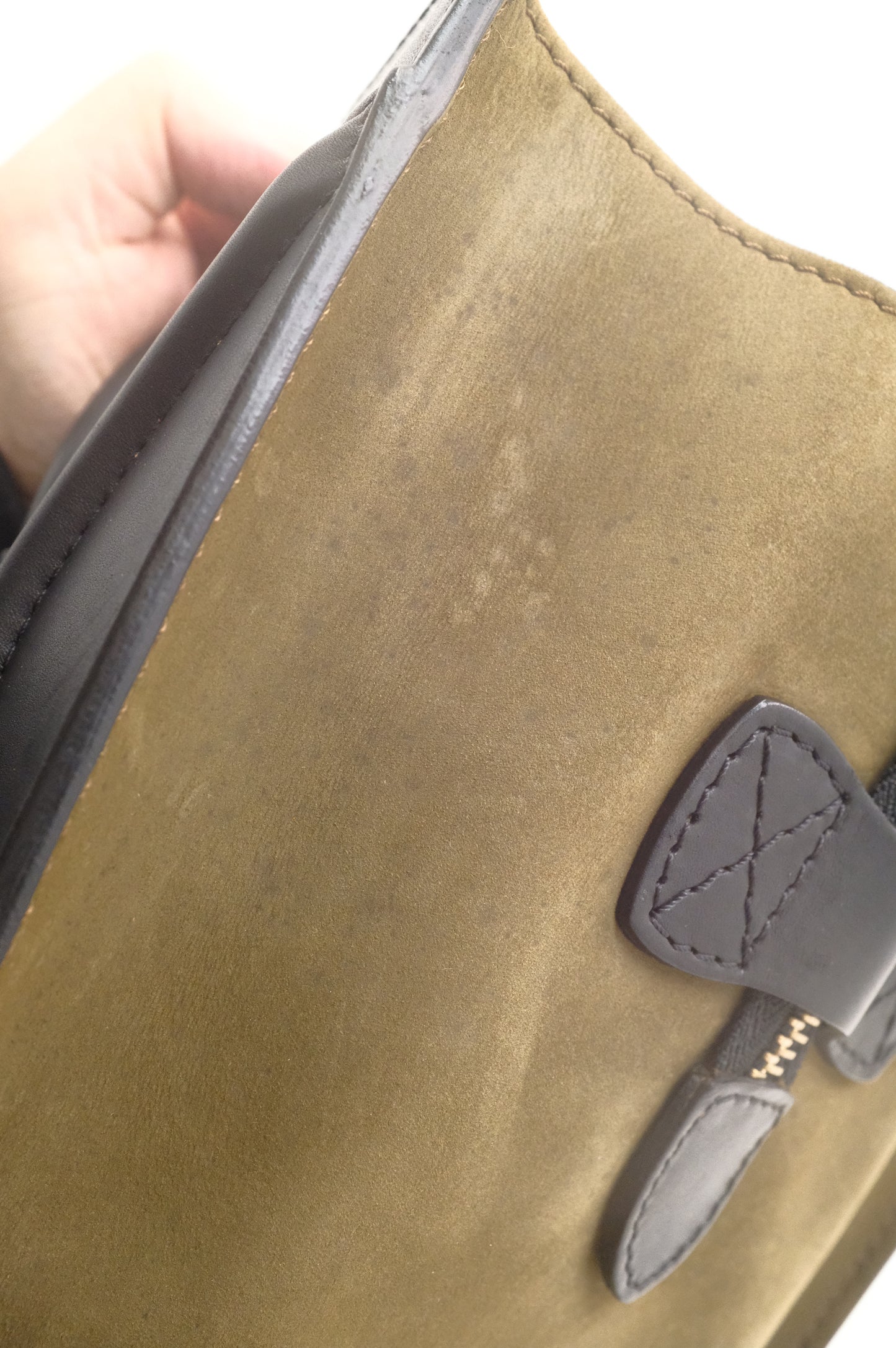 Celine Mini Luggage Tricolor in Beige, Black and Kaki Green Leather