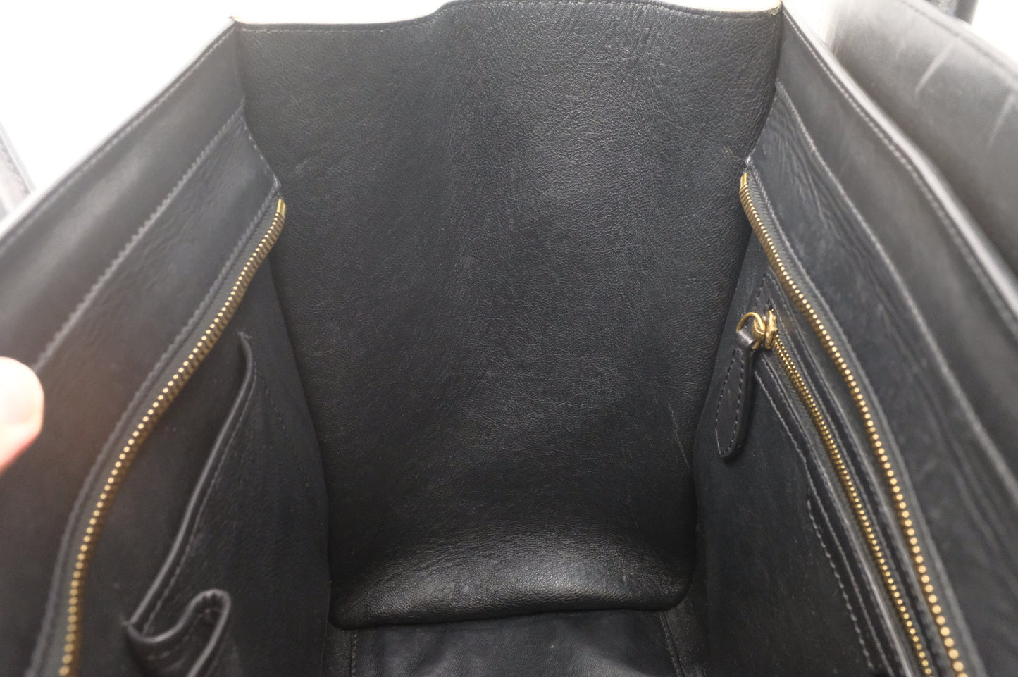 Celine Mini Luggage Tricolor in Beige, Black and Kaki Green Leather