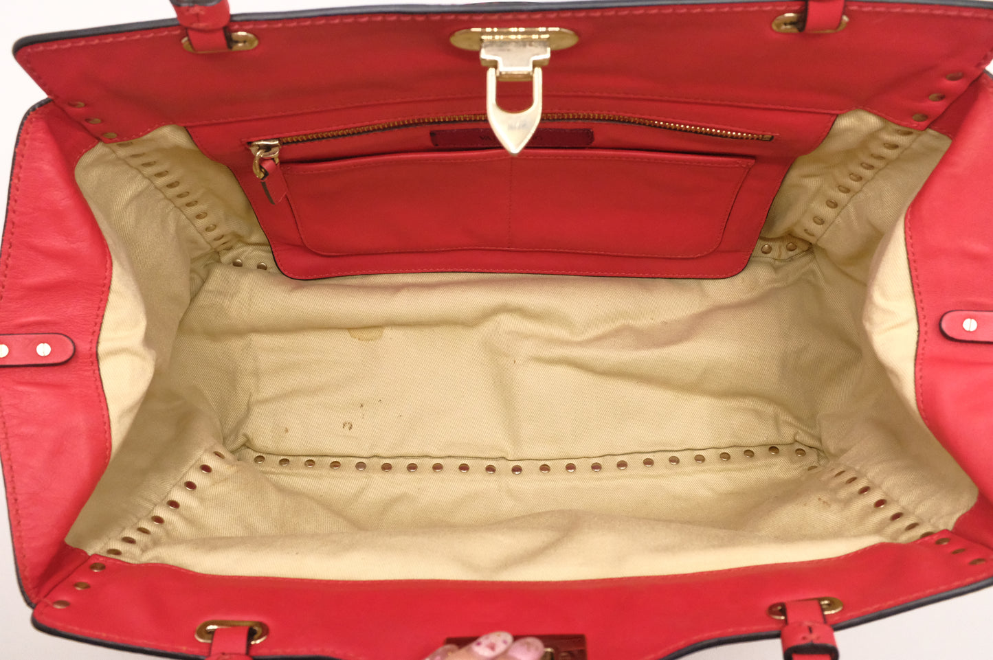 Valentino Rockstud Trapeze 2-Way Bag in Red Leather