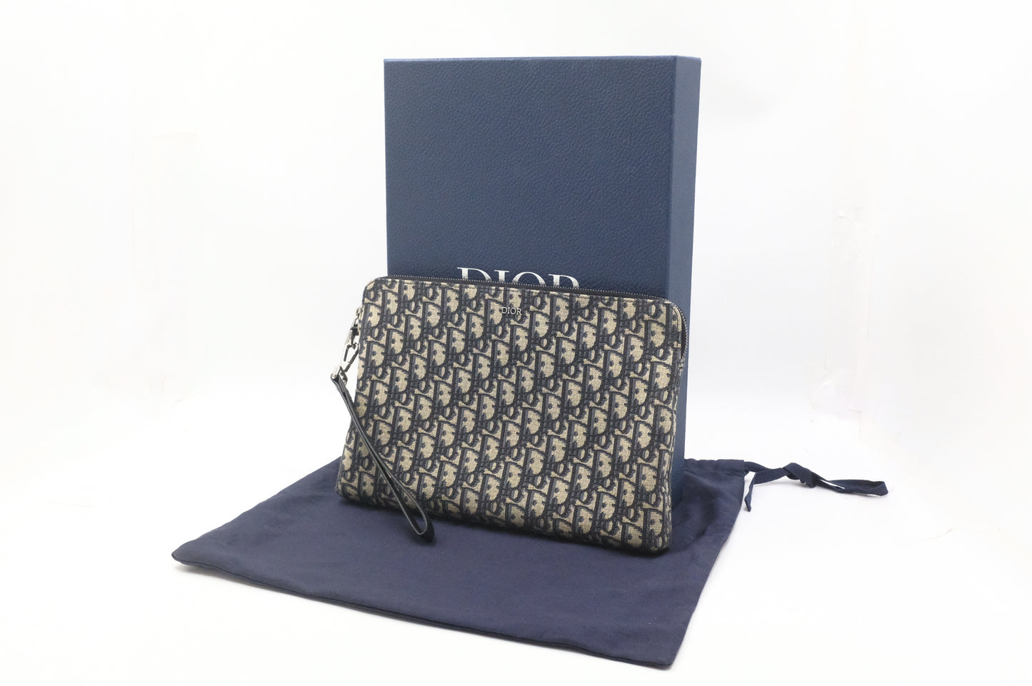 Dior Wrist Pouch in Blue Oblique Canvas