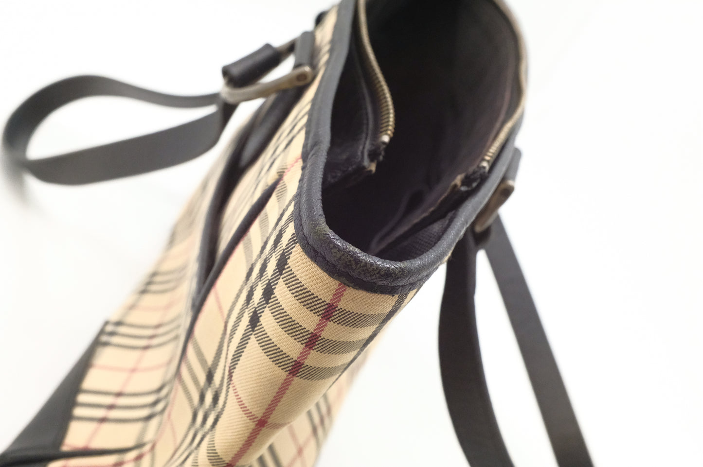 Burberry Shoulder Bag in Beige Check Canvas
