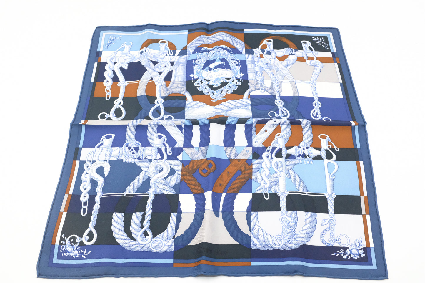 Hermes 'Deva Galleria' Gavroche in Blue Silk