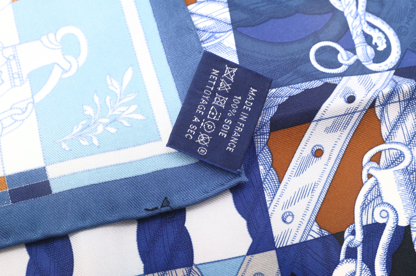 Hermes 'Deva Galleria' Gavroche in Blue Silk