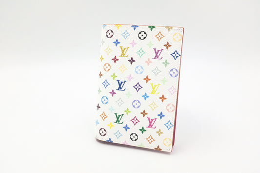 Louis Vuitton x Takashi Murakami Passport Case in White Multicolor Canvas