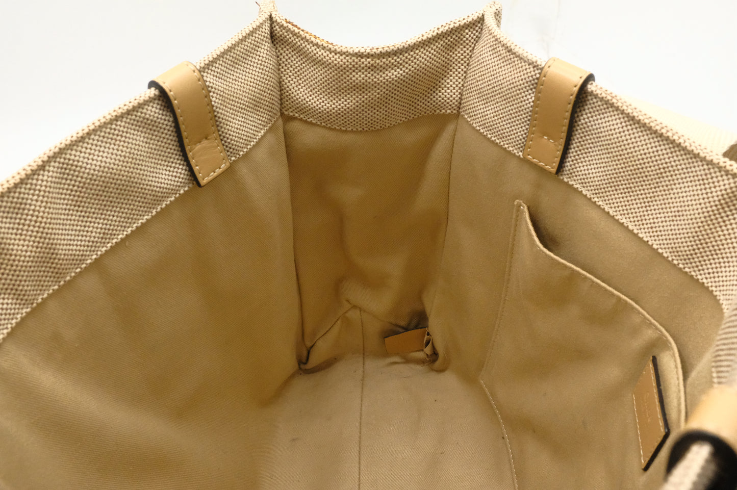 Chloe Woody Medium Tote in Beige Canvas