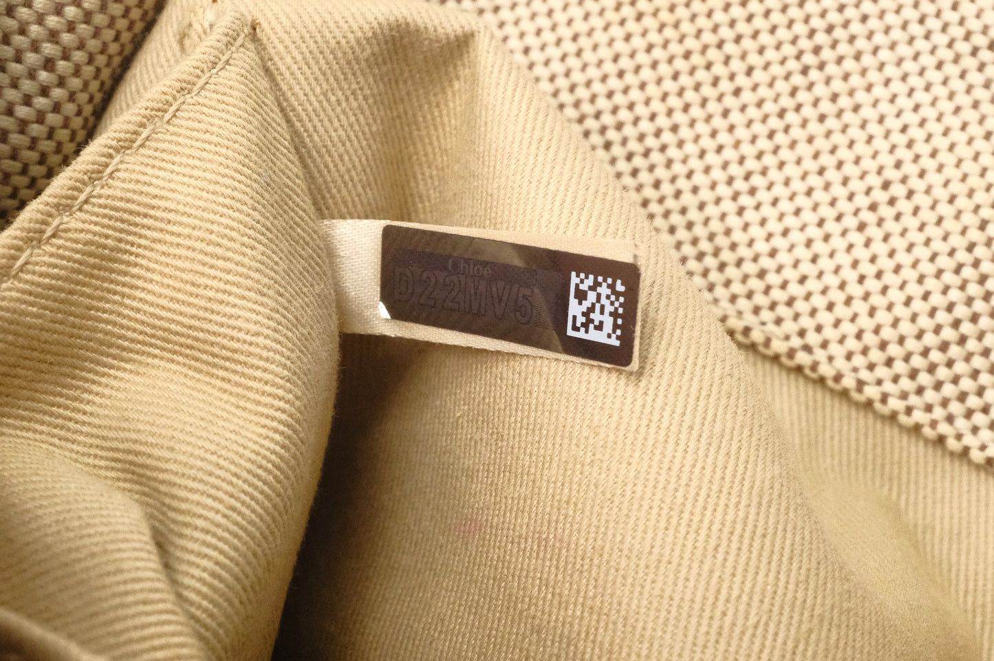 Chloe Woody Medium Tote in Beige Canvas