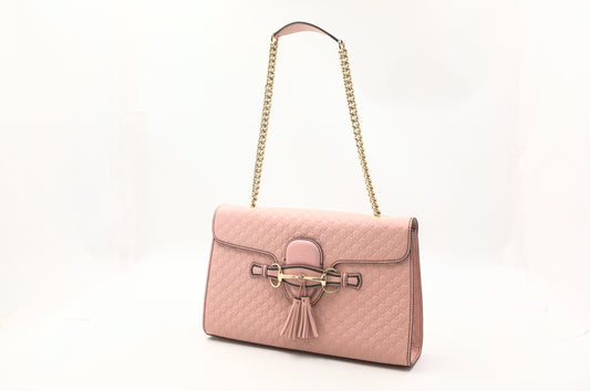 Gucci Emily Shoulder Bag in Pink Microguccissima Leather