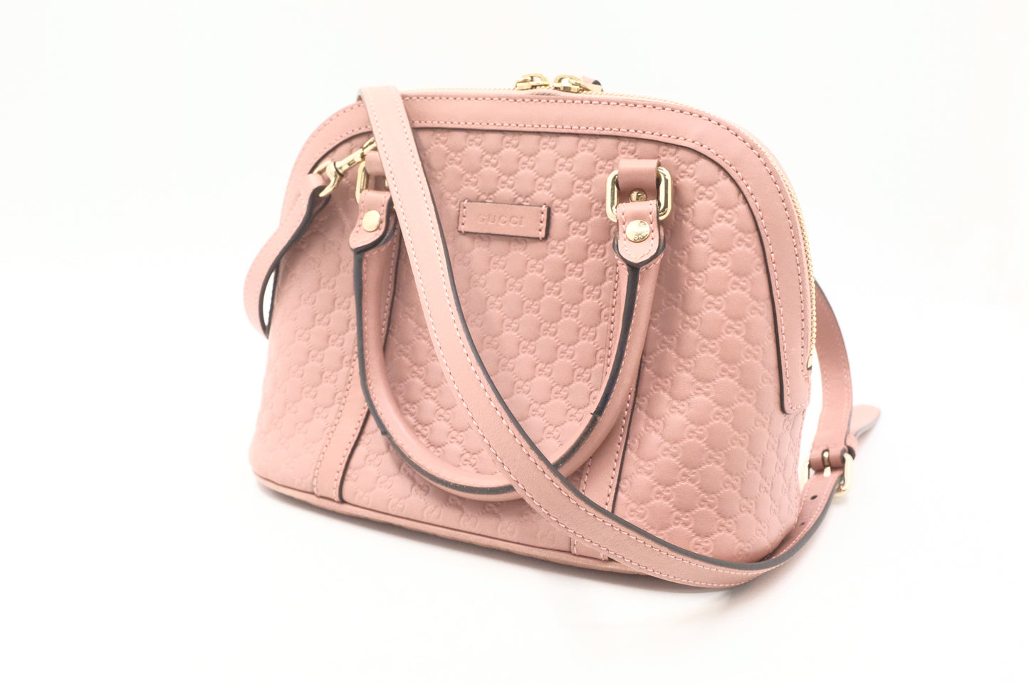 Gucci Mini Dome 2way Bag in Pink Micro Guccissima Leather