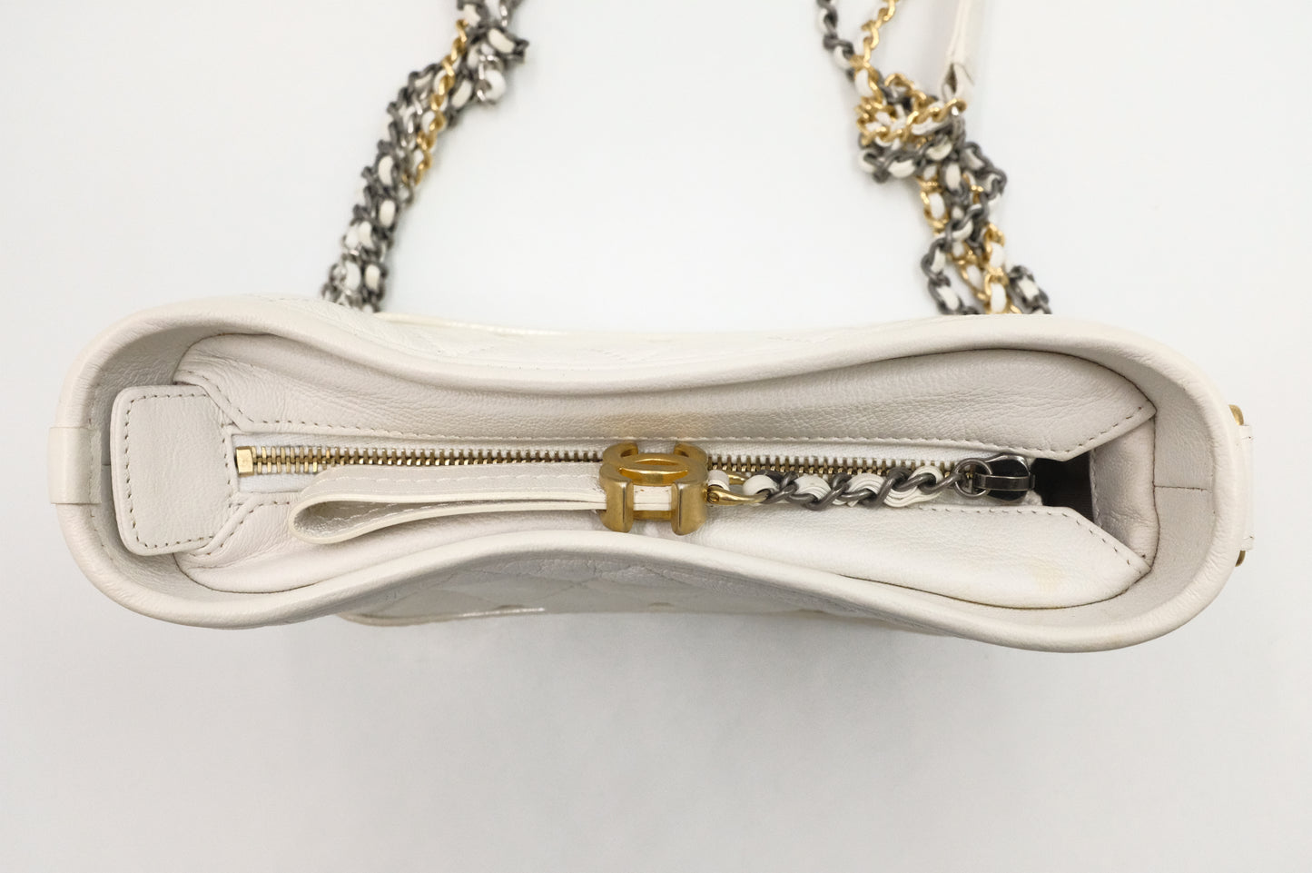 Chanel Small Gabrielle Hobo Bag in White Leather
