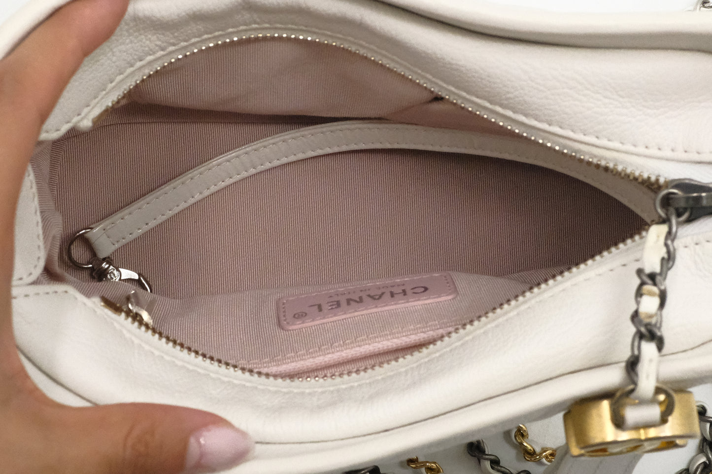 Chanel Small Gabrielle Hobo Bag in White Leather