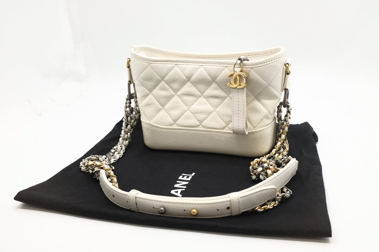 Chanel Small Gabrielle Hobo Bag in White Leather