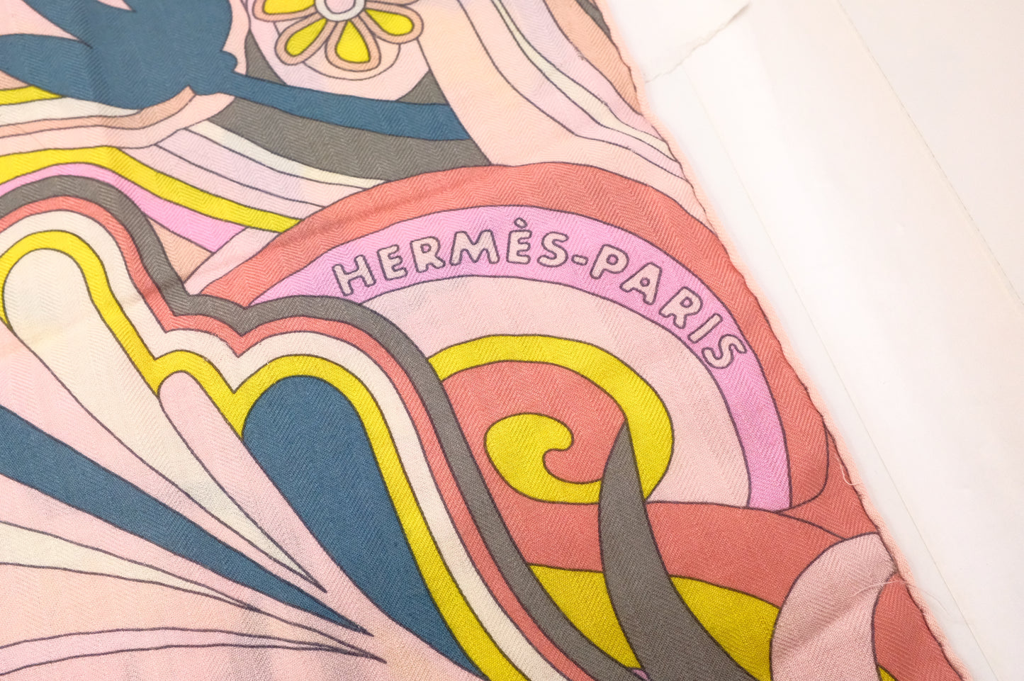 Hermes 'Faubourg Rainbow' Carre 140 in Pink Cashmere and Silk