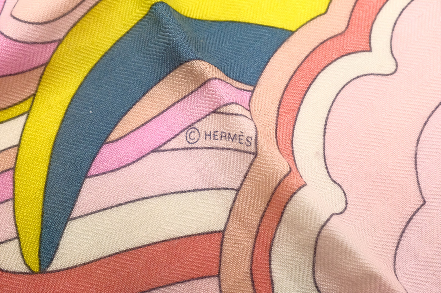 Hermes 'Faubourg Rainbow' Carre 140 in Pink Cashmere and Silk