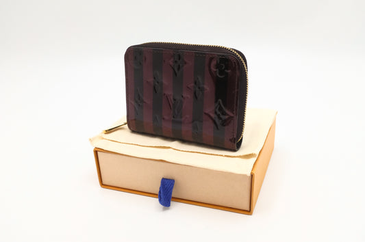 Louis Vuitton Zippy Coin Purse in Amarante Rayures Vernis Leather