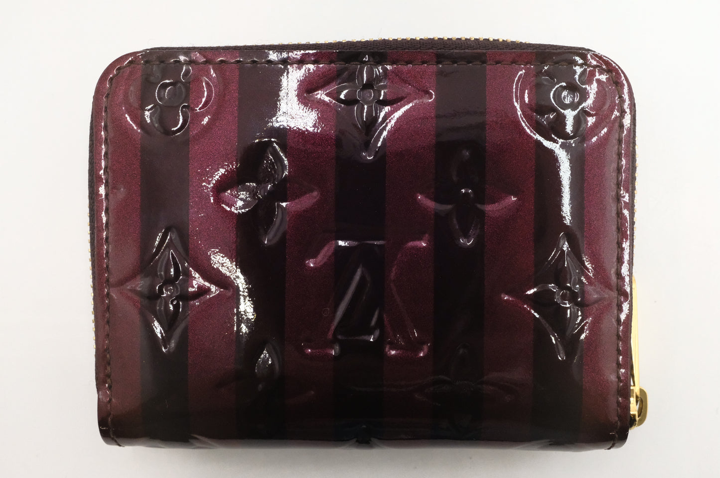 Louis Vuitton Zippy Coin Purse in Amarante Rayures Vernis Leather