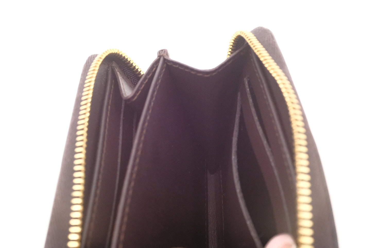 Louis Vuitton Zippy Coin Purse in Amarante Rayures Vernis Leather