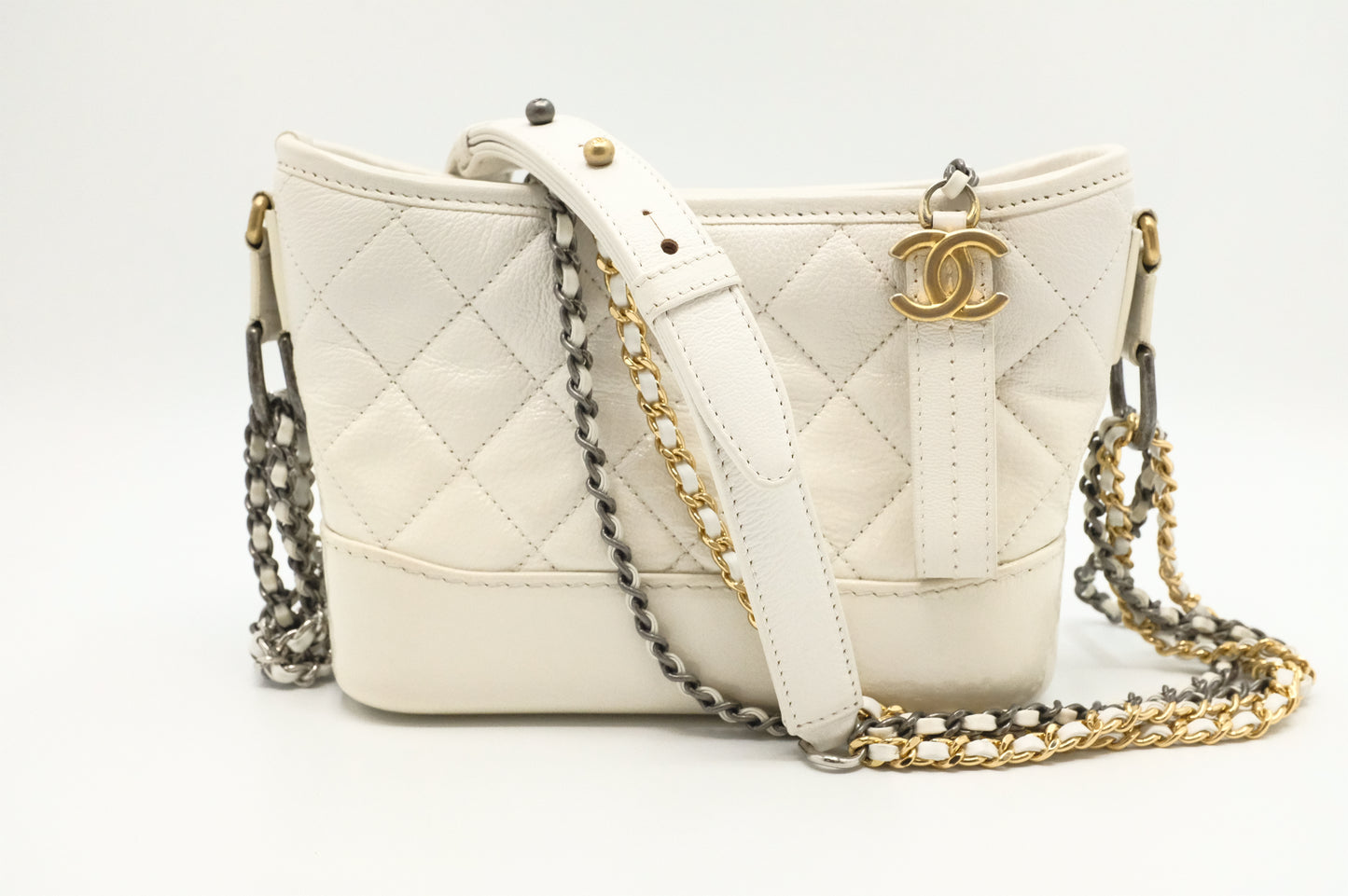 Chanel Small Gabrielle Hobo Bag in White Leather