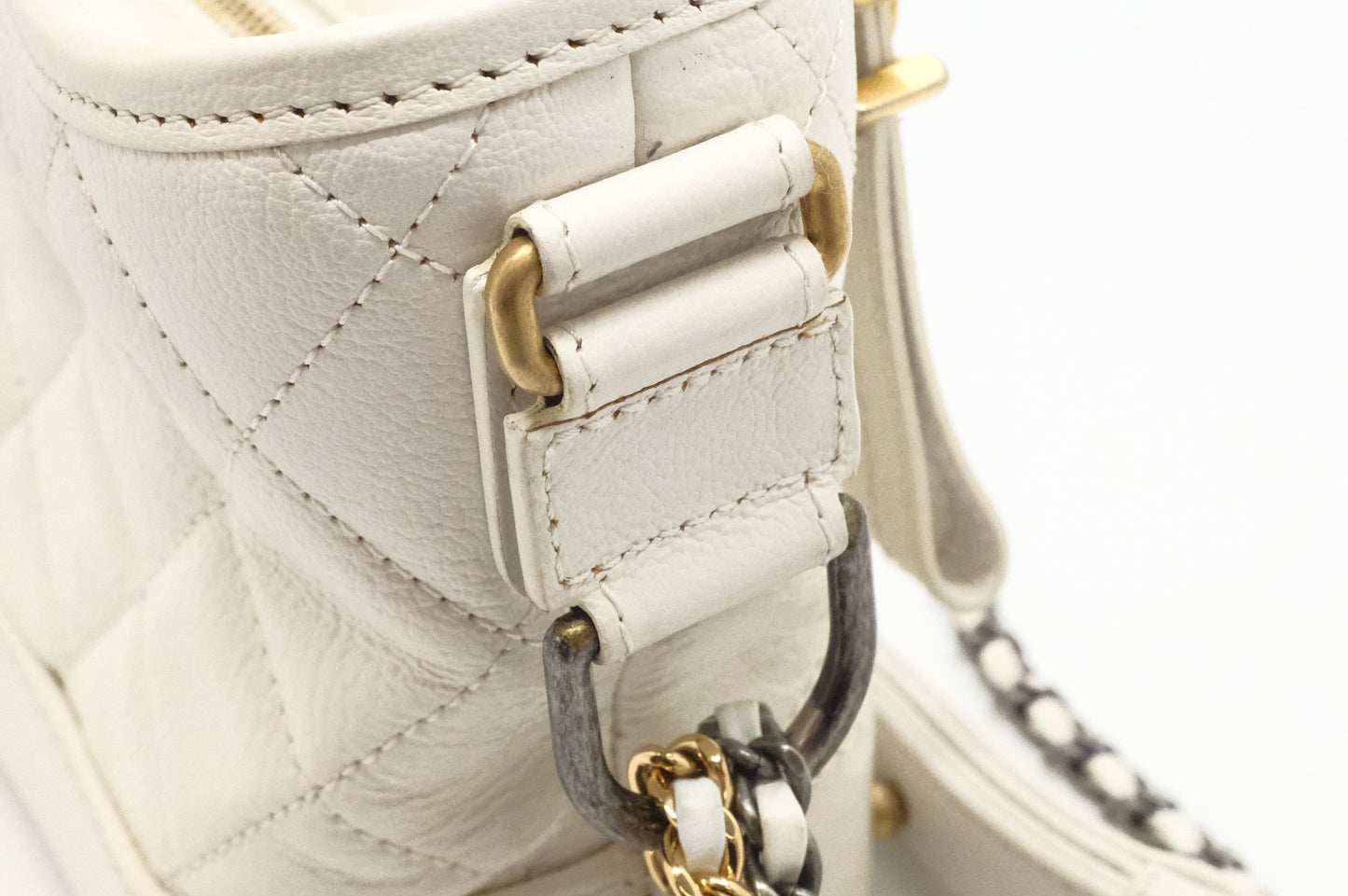 Chanel Small Gabrielle Hobo Bag in White Leather