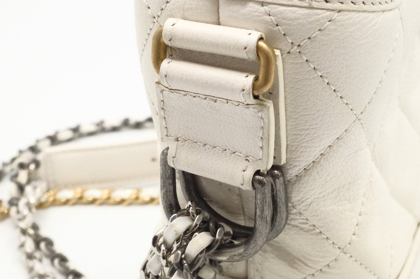 Chanel Small Gabrielle Hobo Bag in White Leather