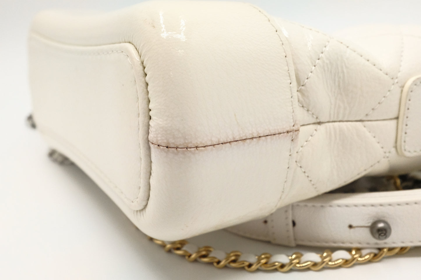 Chanel Small Gabrielle Hobo Bag in White Leather