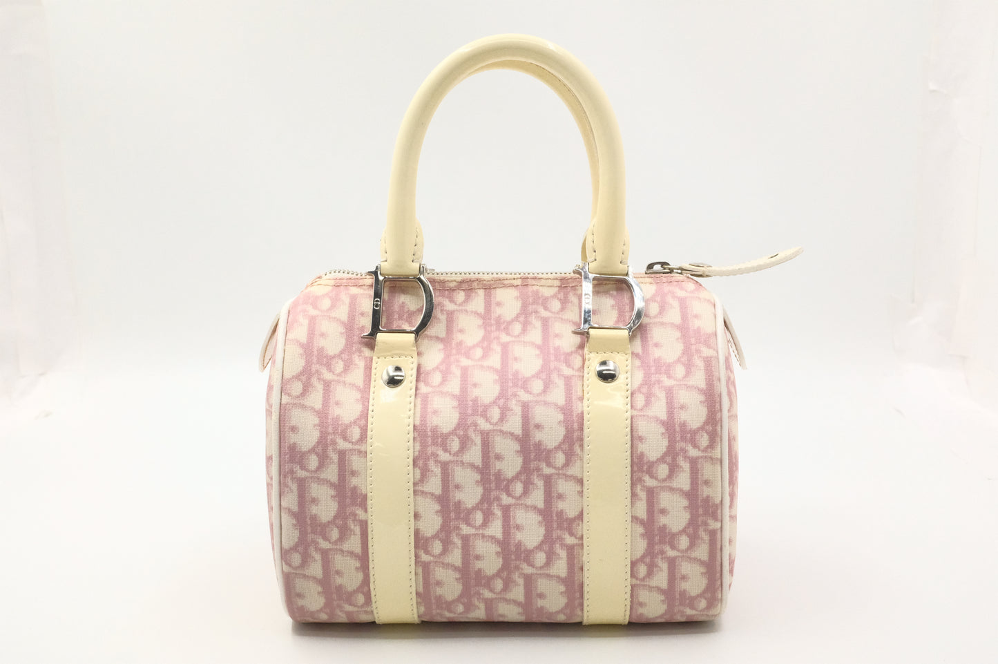 Dior Small Boston Bag in Pink Oblique Coated Canvas