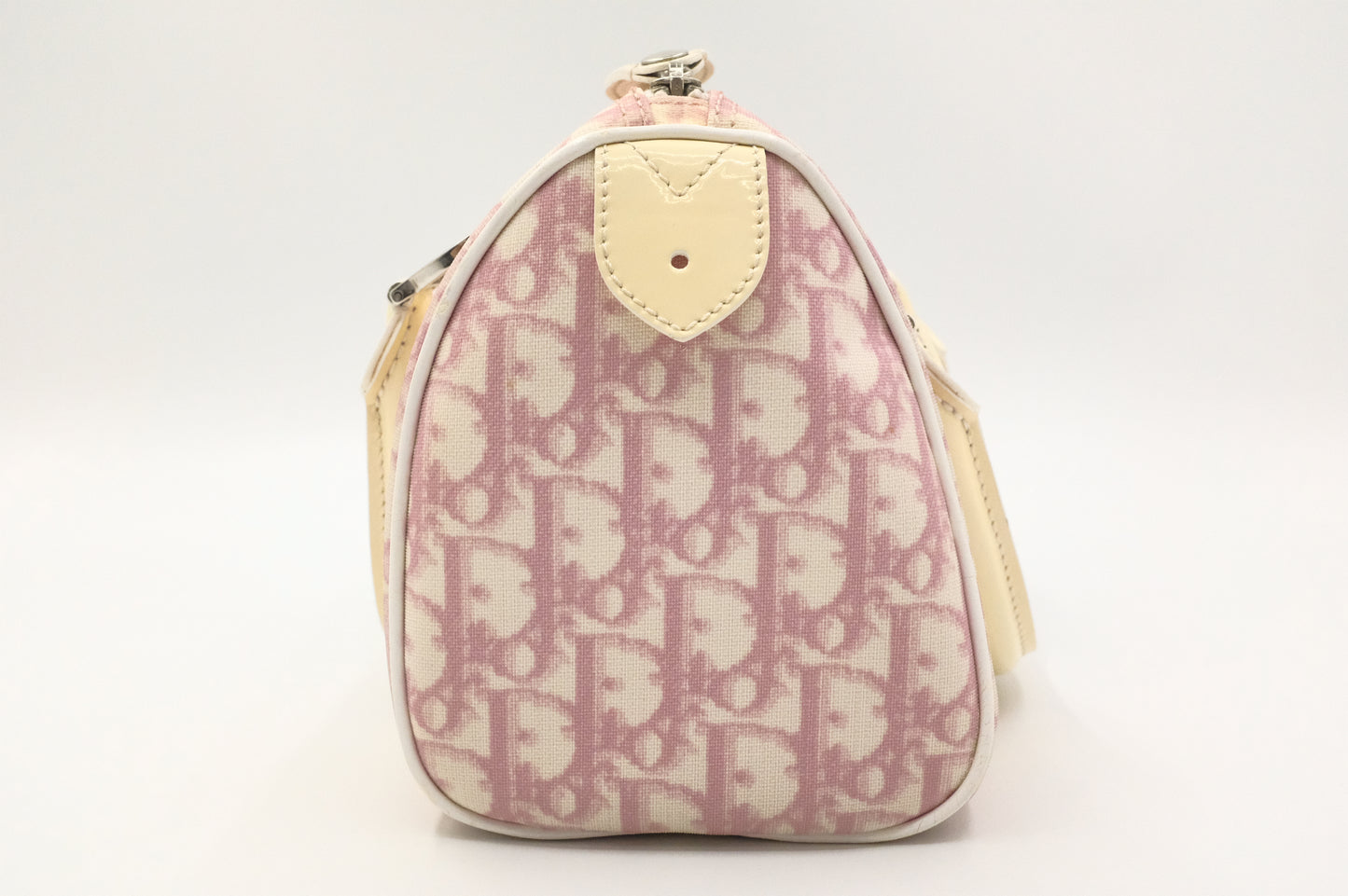 Dior Small Boston Bag in Pink Oblique Coated Canvas