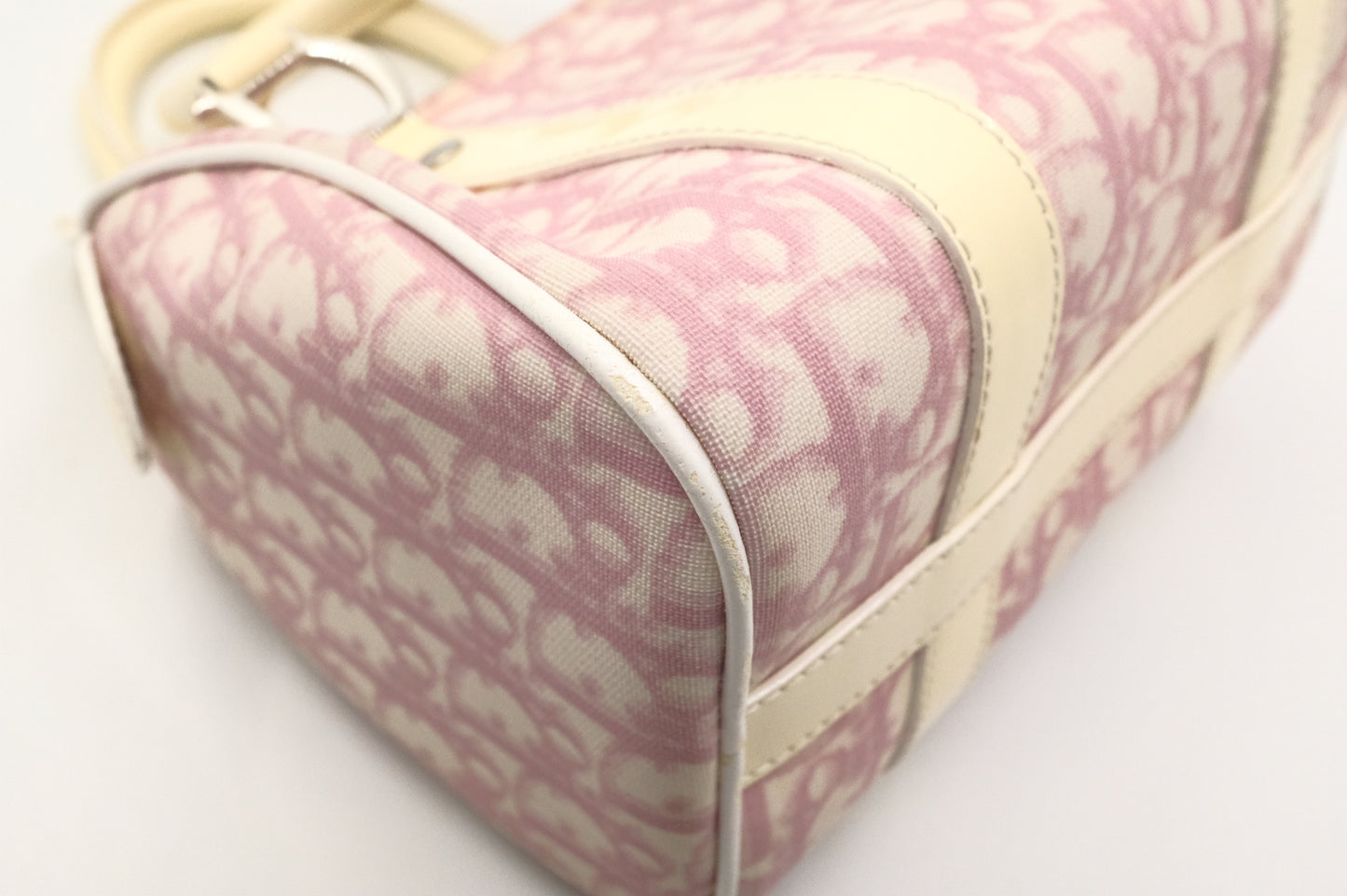 Dior Small Boston Bag in Pink Oblique Coated Canvas