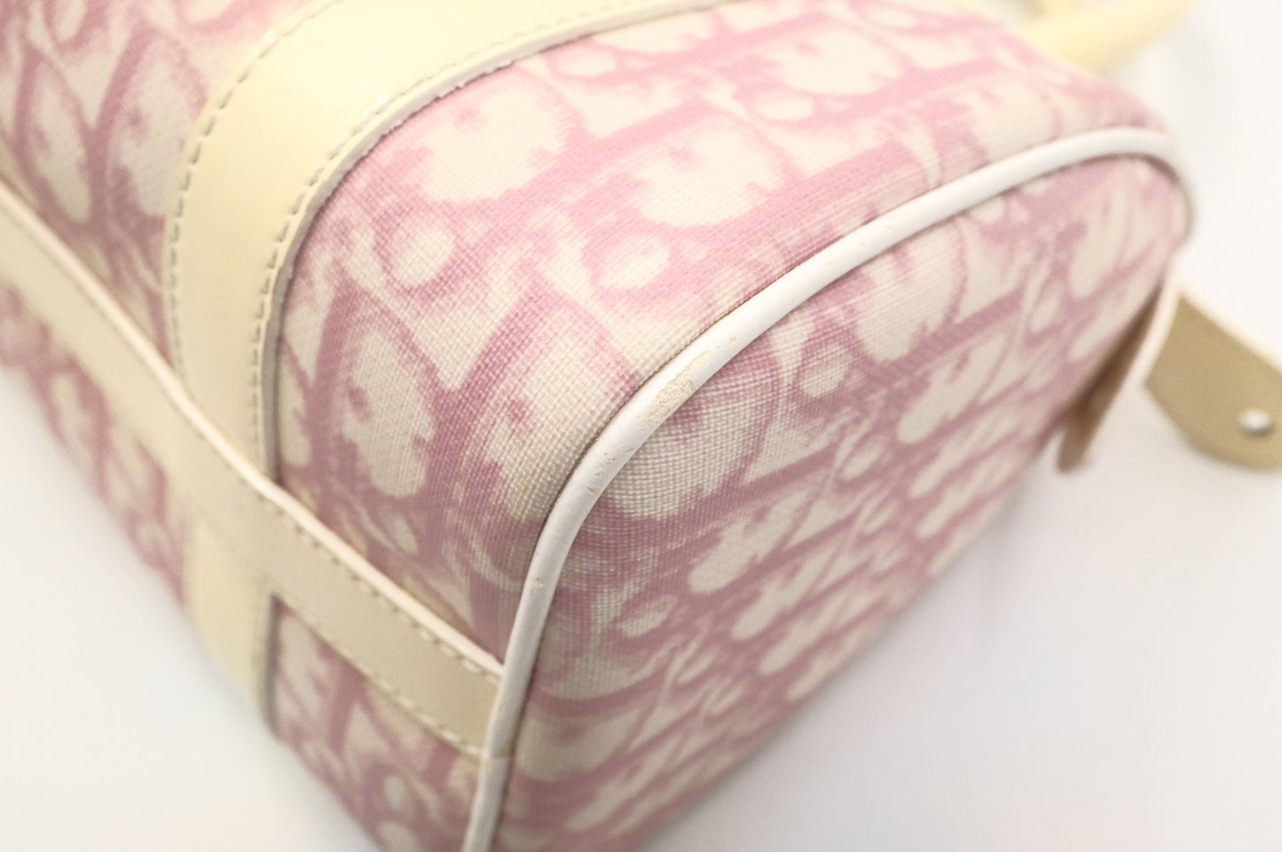 Dior Small Boston Bag in Pink Oblique Coated Canvas