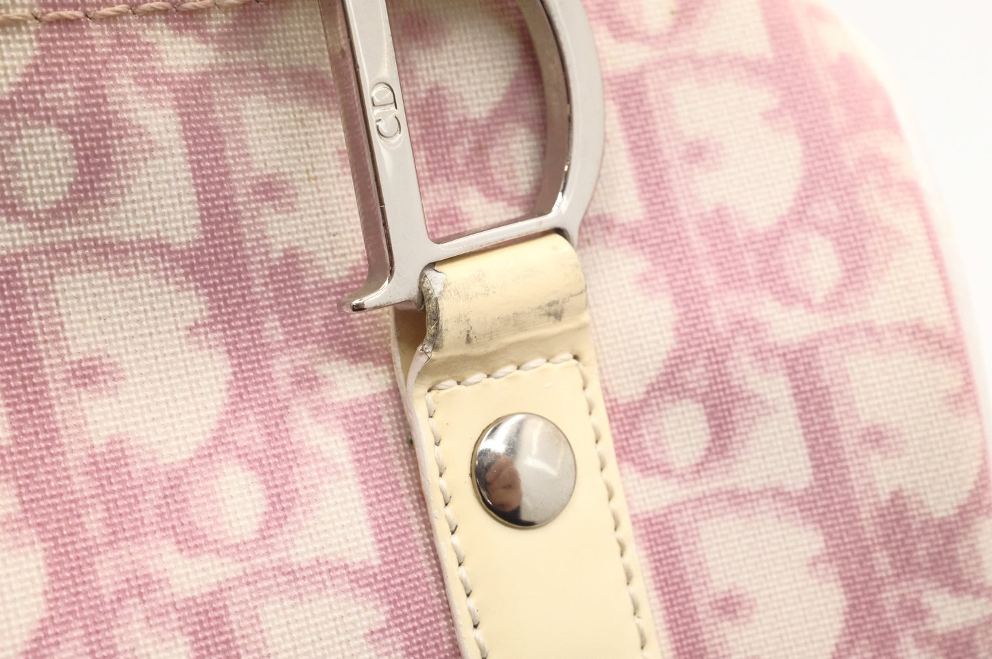 Dior Small Boston Bag in Pink Oblique Coated Canvas