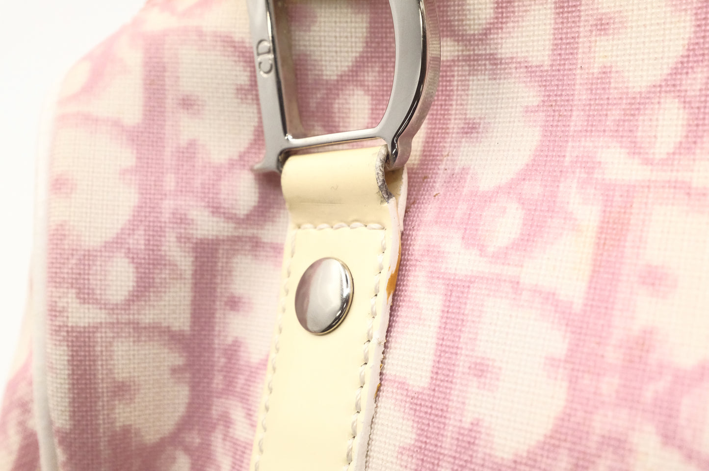 Dior Small Boston Bag in Pink Oblique Coated Canvas