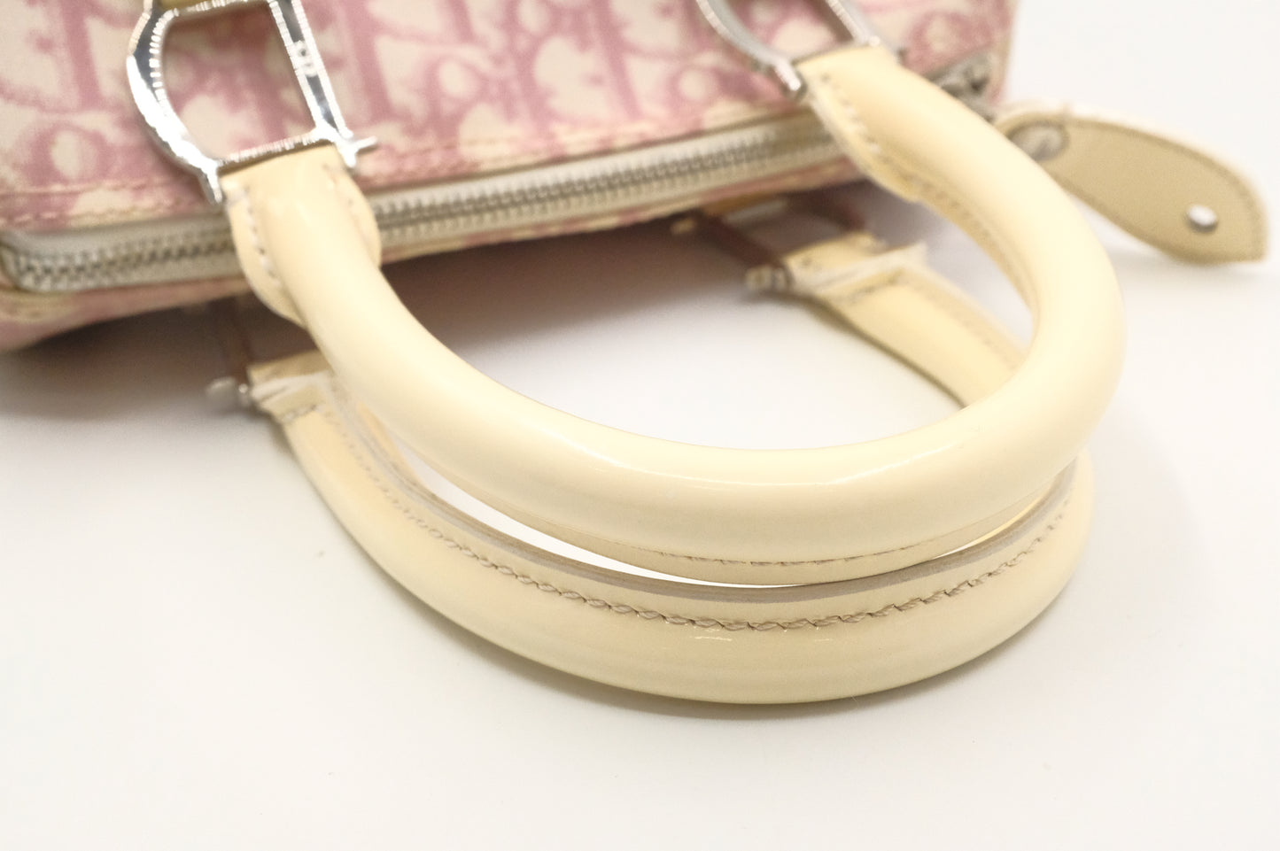 Dior Small Boston Bag in Pink Oblique Coated Canvas