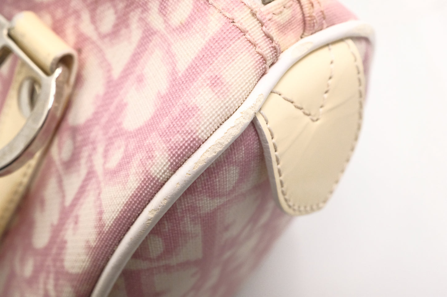 Dior Small Boston Bag in Pink Oblique Coated Canvas