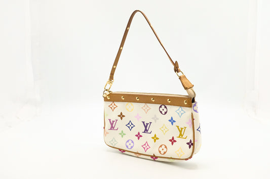 Louis Vuitton Pochette Accessoires in White Multicolor Monogram Canvas