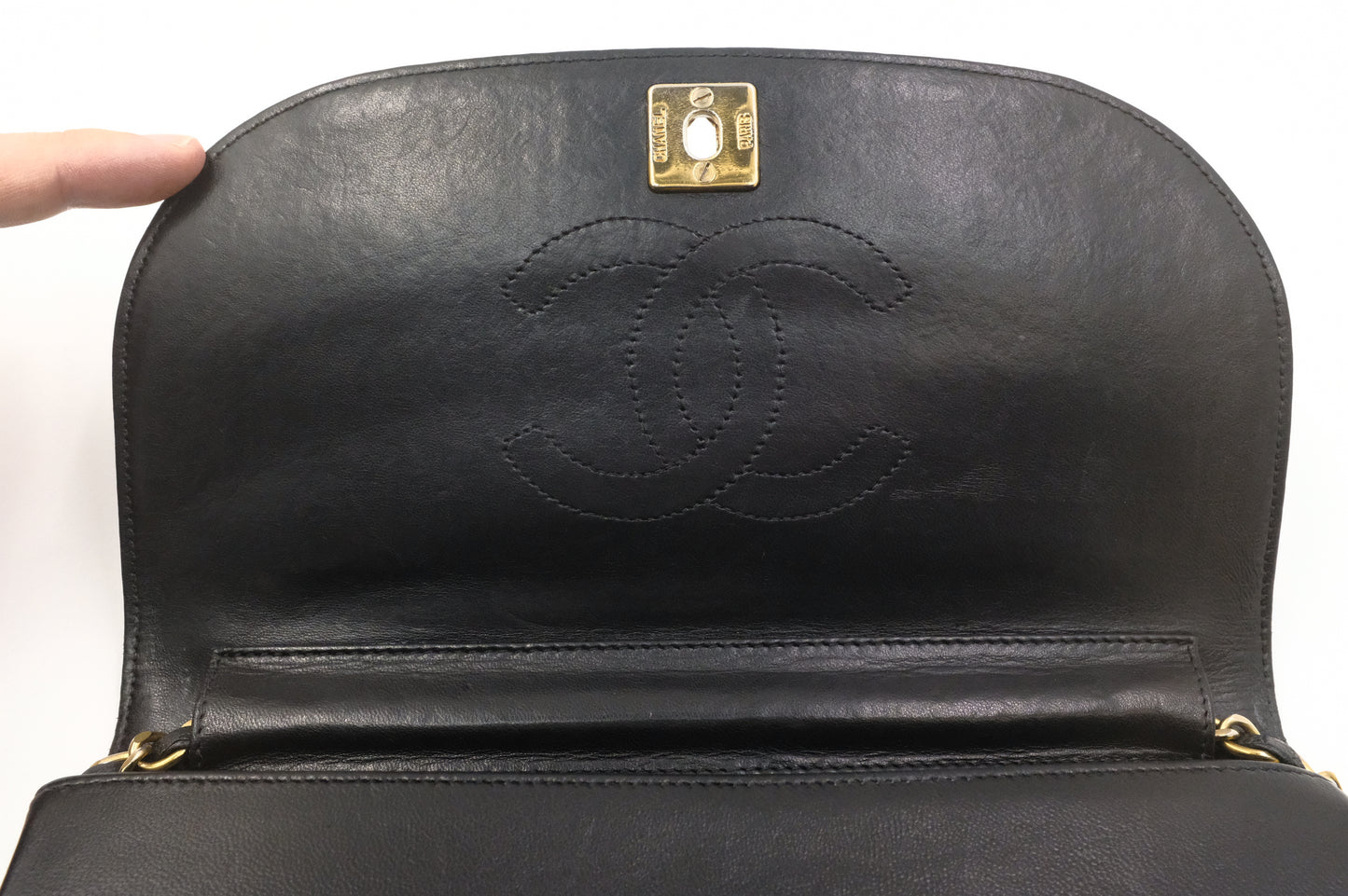 Chanel Half Moon Flap in Black Lambskin Leather