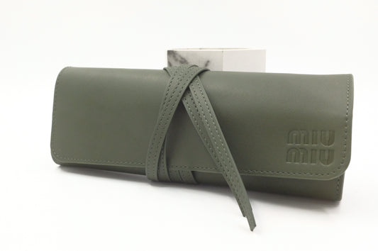 Miu Miu Pencils Holder in Green Leather