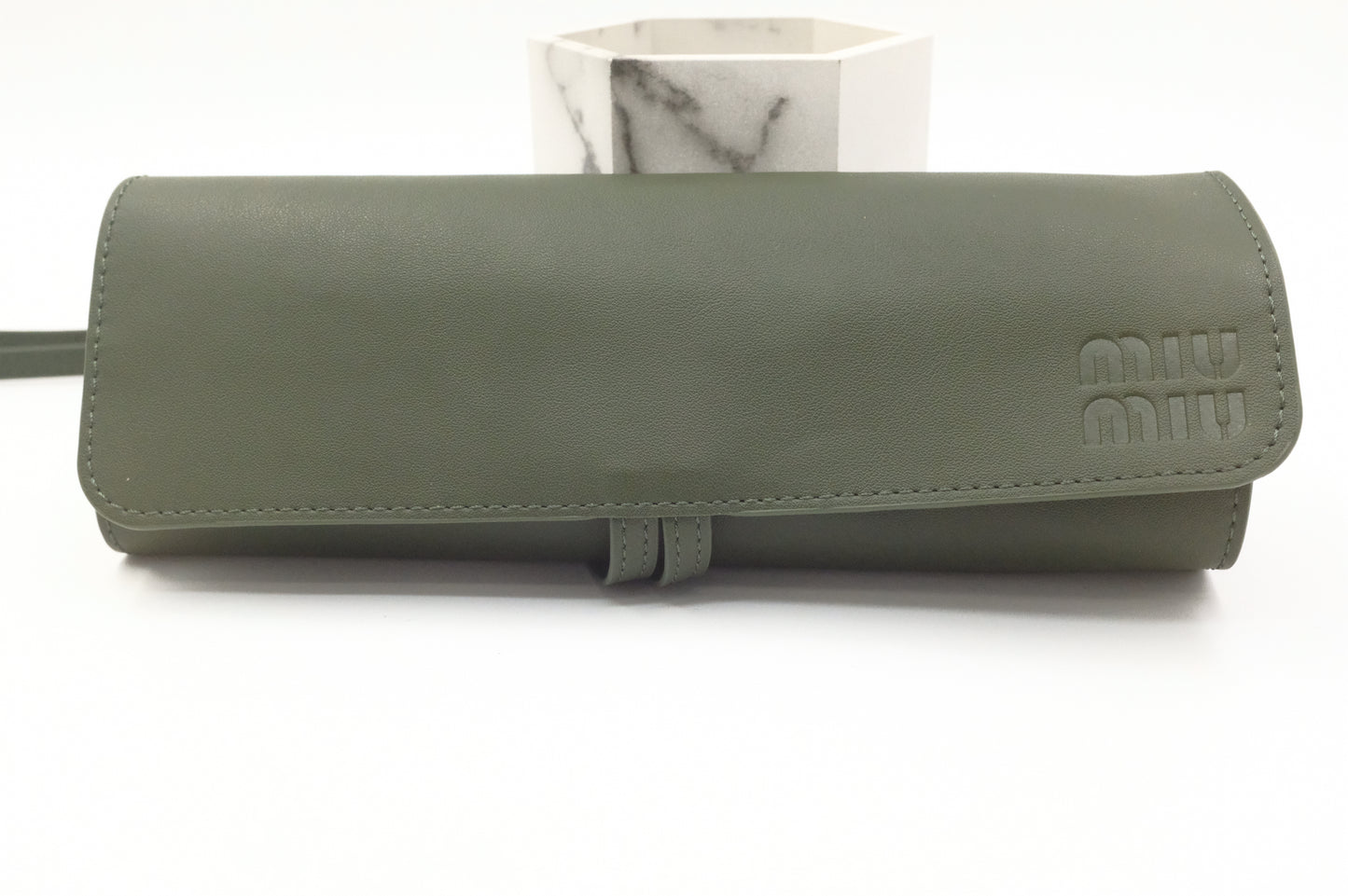 Miu Miu Pencils Holder in Green Leather