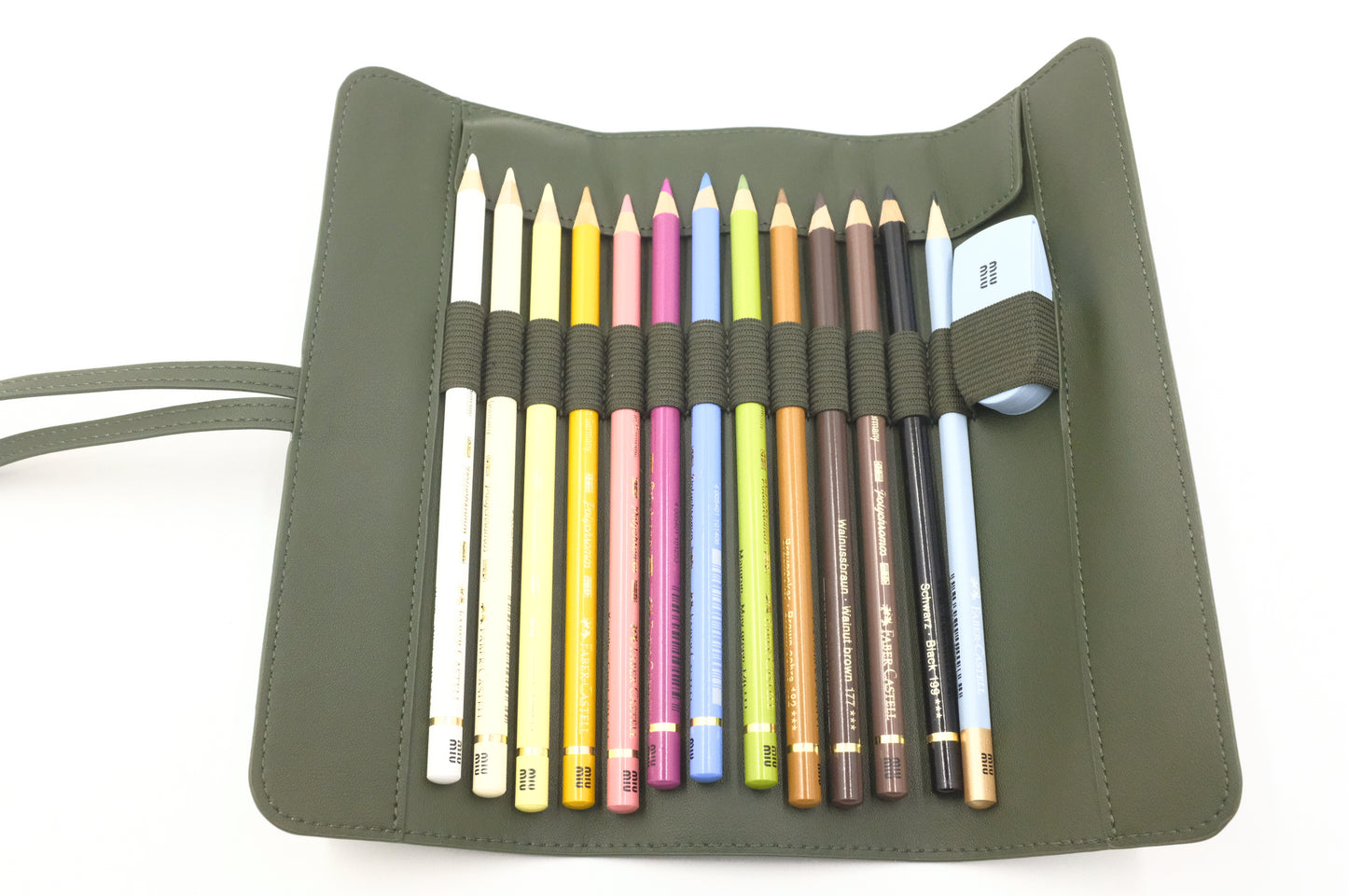 Miu Miu Pencils Holder in Green Leather